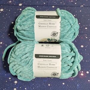 2 Skeins Loops & Threads Chenille Home Yarn PETROL BLUE COLOR Smoke Free